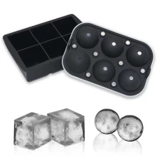 China BHD BPA Free Easy Release Reusable 6 Cavity Sphere Ice Cube Tray Custom Whisky Ice Ball Maker Mold Square Silicone Ice Mould manufacturer