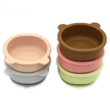 China BHD Eco-Friendly Easy to Clean baby dinnerware silicone baby bowl Bear Shaped Reusable strong Suction silicone bowl baby manufacturer
