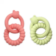 China BHD New Arrival Food Grade Soft Silicone Baby Teethers Ring Teething Toys to Help Soothe Gums for Babies Non-Toxic fabrikant