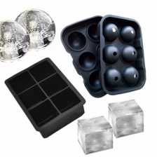China BPA Free Ice Cube Trays Silicone Combo (Set of 2)-Sphere Ice Ball Maker with Lid & Large Square Molds manufacturer