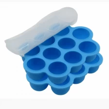 China BPA Free Silicone Baby Food Storage Container, 10 Cavity Baby Food Serving Tray com Clip On Lid fabricante