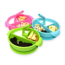 China Benhaida BPA Free Silicone Divided Kids Plate Suction Toddler Training Feeding Silicone Baby Bowl with Lid and Straw manufacturer