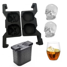 China Clear-crystal Double Skull Ice Ball Tray Mold with tong - Makes 2 Large Crystal Clear Sphere mold manufacturer
