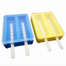 China FDA genehmigt 2 Hohlräume Silikon Popsicle Schimmel, stapelbar Ice Pop Sticks Maker mit Deckel Hersteller