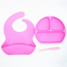 China FDA Approved Silicone Baby Plate,Suction Baby Feeding Placemat And Bib Spoon manufacturer