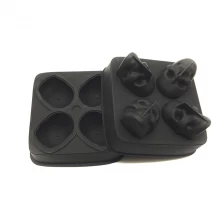 China FDA Silicone 3D Ice Skul Silicone mold wholesale, making 4 pcs skull ice balls at once manufacturer