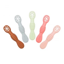 China Food Grade Baby First Stage Self Feeding Utensils Toddler Baby Silicone Spoon Soft Tipped Pre Spoon Set BPA free Silicone Baby Feeding Spoon manufacturer