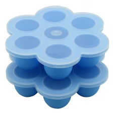 China Gezonde 7 Cavity FDA Silicone Baby Food Storage Containers, BPA Free Silicone Baby Freezer Trays Met Deksel fabrikant