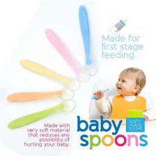 China Colheres de bebê saudáveis ​​Atacadista BPA Free Soft Silicone Baby Feeding Spoon Manufacturer fabricante