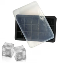 porcelana Ice Cube Trays Silicone - Large Ice Tray Moulds para hacer 15 Ice Cubes para Whisky - 2 Pack Ice Cube tray with lid fabricante