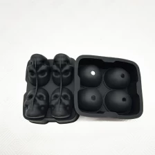 China Large Novelty 3D Skull Ice Cube Tray,Whiskey Halloween 4 Giant Ice Ball Maker manufacturer