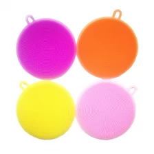 China Magic Kitchen Cleaning Scrubbers, Antibactetial Silicone Round Dish Scrubber Brush fabrikant