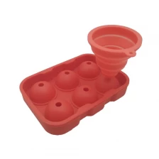 China Manufacturer 4 6 Cavity Ice Ball Mold,BPA Free Silicone Round Ice Cube Tray with Funnel manufacturer