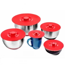 中国 微波炉安全柔性硅胶锅盖，5件花形吸盘碗盖 制造商