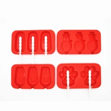 Cina Nuovo set di design di 4 stampi in ghiacciolo in silicone, gelati in silicone con stick per ghiaccio con coperchio produttore