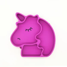 Cina New Silicone Suction Plate ,Unicorn Shape baby placemat For Toddlers, Dishwasher, Microwave and Oven Safe produttore