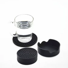 Çin Non Slip Good Grips Silicone Drink Coaster with Holder Set of 6 üretici firma