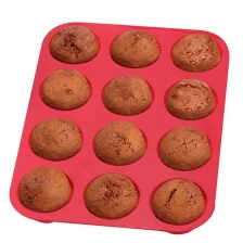 China Nonstick Cake Pan FDA silicone 12 xícara de panela de muffin, assado de bolo de silicone resistente ao calor fabricante