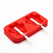 China Paw Shape 2 Cavity Cute Ice Cream Sticks Bar Mold,BPA Free Silicone Ice Popsicle Mold manufacturer