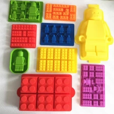 China Conjunto de 9 Moldes de Lego de silicone, Minifigures e Tijolos de Construção de Silicone Ice Cube Tray Chocolate Candy Molds fabricante