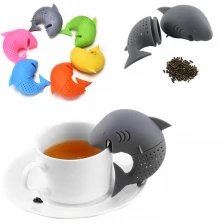 中国 鲨鱼茶灌注器，高品质硅胶茶叶注入器动物形硅胶泡茶器，硅胶过滤器 制造商