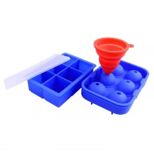 China Silicone Sphere Whiskey Ice Ball Mold Maker with Collapsible Funnel manufacturer