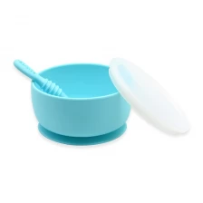 China Silicone Toddler Bowl Set with Suction Silicone Non Slip Baby Feeding Set with Spoon Fits Most Highchair Trays manufacturer