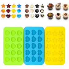 China Groothandel Candy Moulds en Ice Cube Trays Harten, Sterren en Shells Shape Silicone Chocolate Moulds Supplier fabrikant