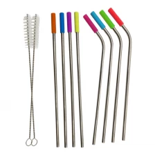 China Wholesale Food Grade Reusable Stainless steel straws Set with Silicone Mouth manufacturer