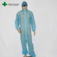 China China Fabrik blau Einwegvlies overall, mit Kapuze PP Schutzkörperanzug Lieferant, Werk einheitliche PP25g Staub coveralls Hersteller