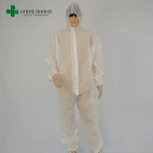 Cina China grosir murah coverall non-woven, debu putih murah bekerja secara keseluruhan, nonwoen coverall putih pakai pabrikan