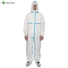 China Disposable Microporous protective clothing coverall with with taping manufacturer