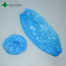 China Plastic Disposable Sleeves, Waterproof Sleeve Protector for Arm with Elastic on Cuff - Blue manufacturer