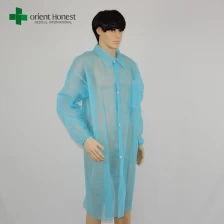 Cina usa e getta uniforme esportatore camice da laboratorio, blu Cina camice monouso con il collare, commerci all'ingrosso cappotto di tessuto non tessuto lab produttore