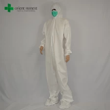 Cina mikro pakai safety coverall, putih pakai paiting overall, plastik sekali pakai baju pemasok pabrikan