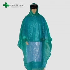 China plastic raincoat ponchos supplier, green rain coat poncho , cheap price waterproof poncho manufacturer