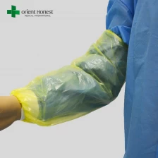 China luvas impermeáveis ​​claras de plástico, mangas braço médicos, amarelo capas luva elástica PE fabricante