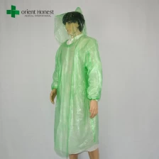 China waterproof rain poncho with sleeves,wholesale colored Disposable rain coat, green transparent rain poncho manufacturer