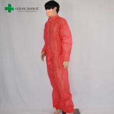 China wholesaler safety red clothing overalls,disposable safety working uniform,polypropylene safety workwear supplier manufacturer
