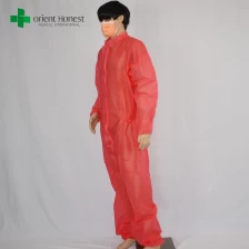 Cina keselamatan grosir overall pakaian merah, pakai safety seragam kerja, pemasok polypropylene keselamatan workwear pabrikan