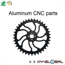 China Fábrica de peças usinadas CNC da China, roda dentada de fresagem CNC de alumínio BMX com anodização preta fabricante