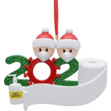 Chiny 2020 quarantine ornament In stock Amazon hotsales DIY blessing Christmas pendant hanging Snowman family quarantine gifts producent