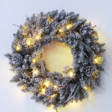 China 24" White Frosted christmas wreath manufacturer