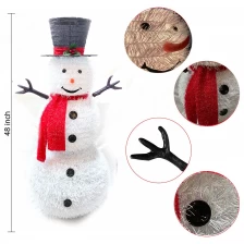 Cina 48 inches Pop up snowman Pre-Lit White PVC Collapsible Christmas Snowman with Top Hat and 8 Built-in C7 Bulbs produttore