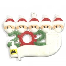 Chiny Glitter quarantine ornament 2020 for Christmas tree hanging ornaments DIY family decoration In stock producent