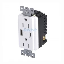 China America Canada 125V 15A electrical Outlets with USB A and Type C Charging ports Embedded core, 120 type USB CHARGER manufacturer