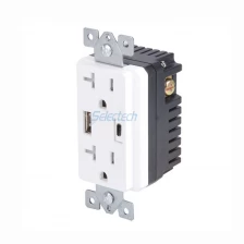 China Electrical USB charger wall outlets Type-A and Type-C Replaceable inner core with 20A TR Receptacle manufacturer