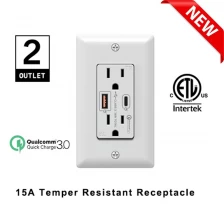 China Snel opladen USB - Type -C PD Opladen Dual QC 3.0 Quick Charge USA Wall Outlets Chargers fabrikant