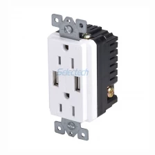 China Noord-Amerika Outlets voor USB Opladen 125 V 15A Hot Verkopen 2.1A 4.2A Dual USB stopcontacten Oplader leverancier Embedded core fabrikant