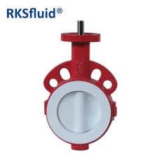 China ANSI industrial valve DN100 4" CF8M carbon steel wafer type PTFE lined butterfly valve pn10 pn16 class150 manufacturer